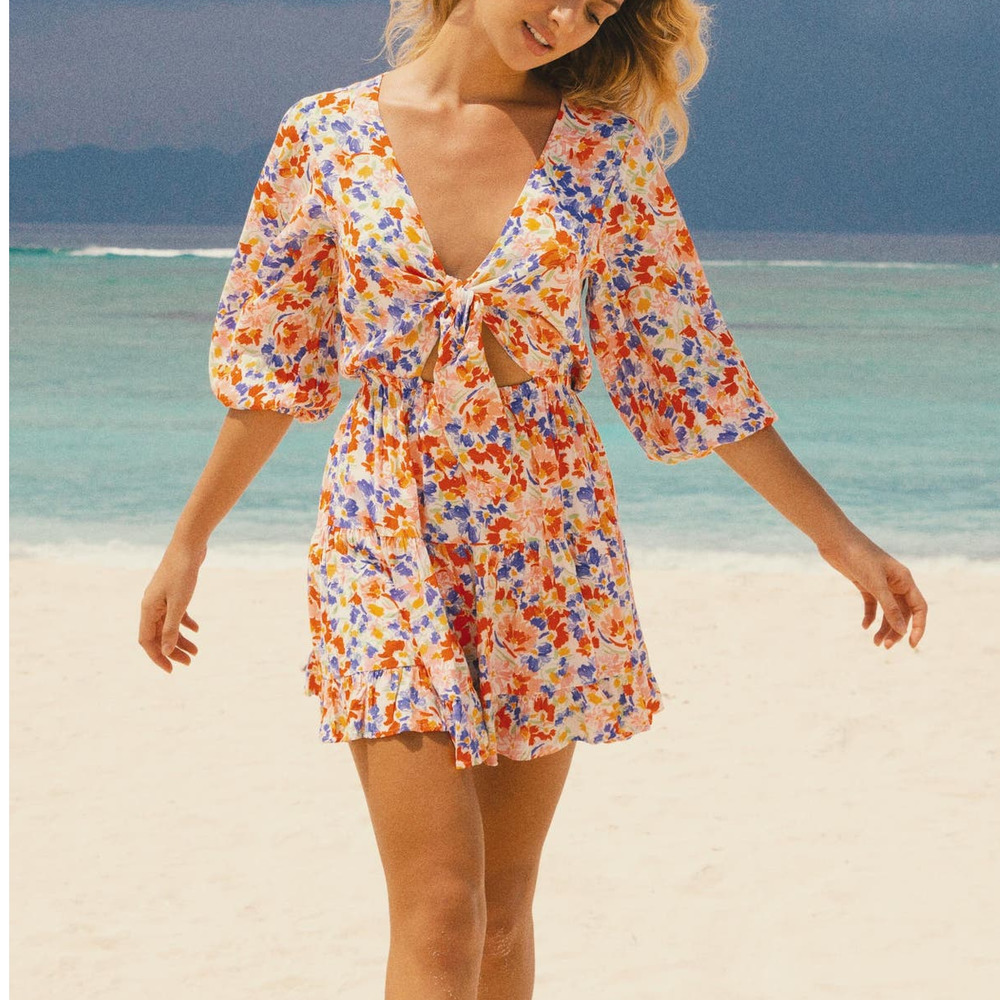 L*Space Flowers Forever Multicolor Stay Golden Dress NWT Size Medium